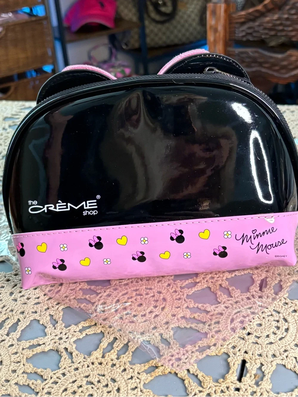 Disney Minnie Mouse Black and Pink Bow Kids Crossbody Bag